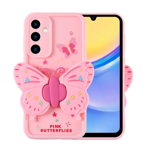 Galaxy A15 Case Camera Protection Figure Design Zore Cover Pink Open