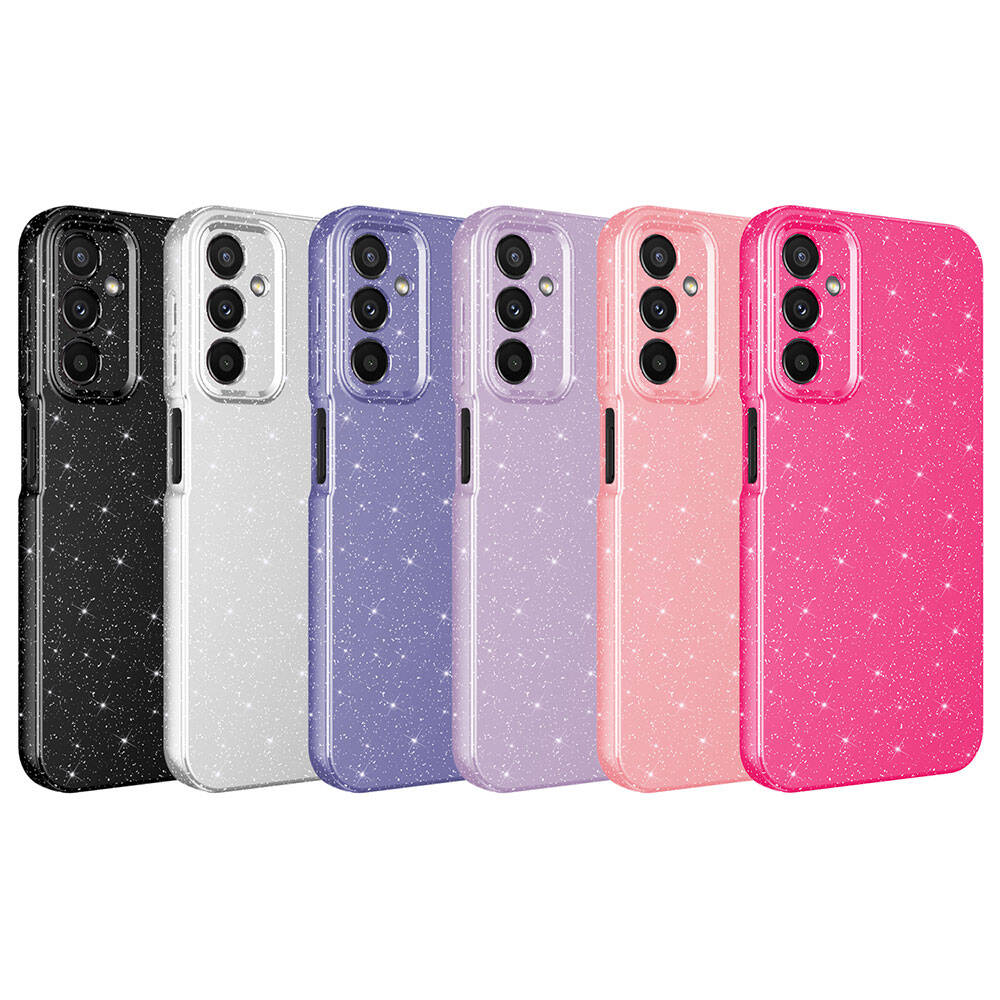 Galaxy A15 Case Camera Protection Glitter Luxury Zore Cotton Cover Black