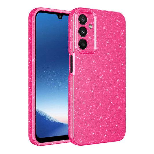 Galaxy A15 Case Camera Protection Glitter Luxury Zore Cotton Cover Pink Dark