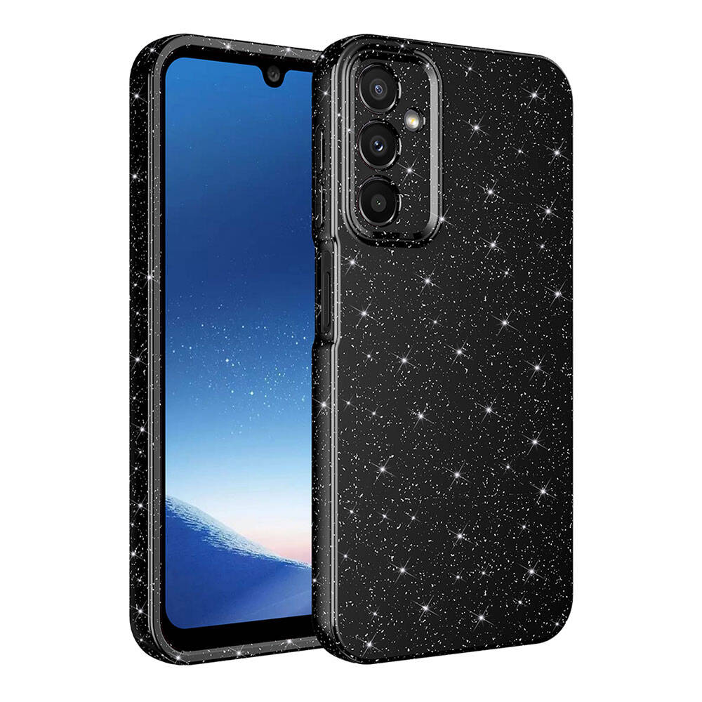 Galaxy A15 Case Camera Protection Glitter Luxury Zore Cotton Cover Black