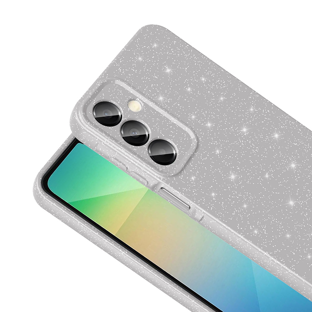 Galaxy A16 Case Camera Protection Glitter Luxury Zore Cotton Cover Silver