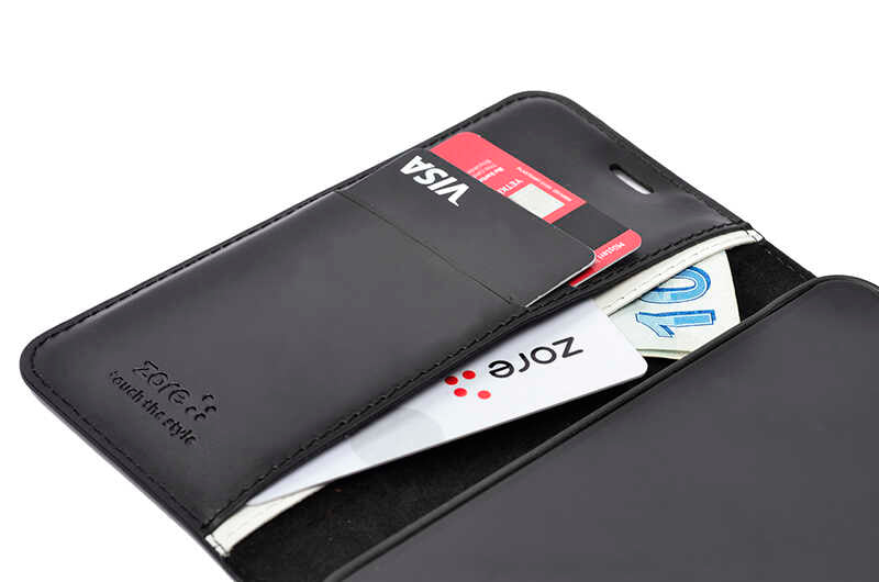 Galaxy A17 Case Zore Kar Deluxe Flip Cover Black