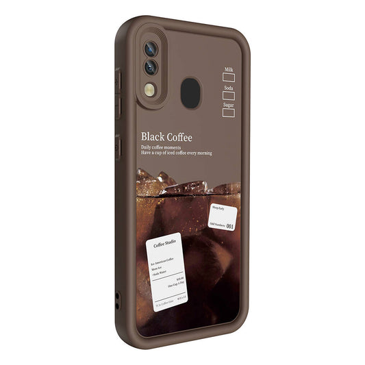 Galaxy A20 Case Camera Protection Printed Back Surface Zore Classy Cover Dark Brown