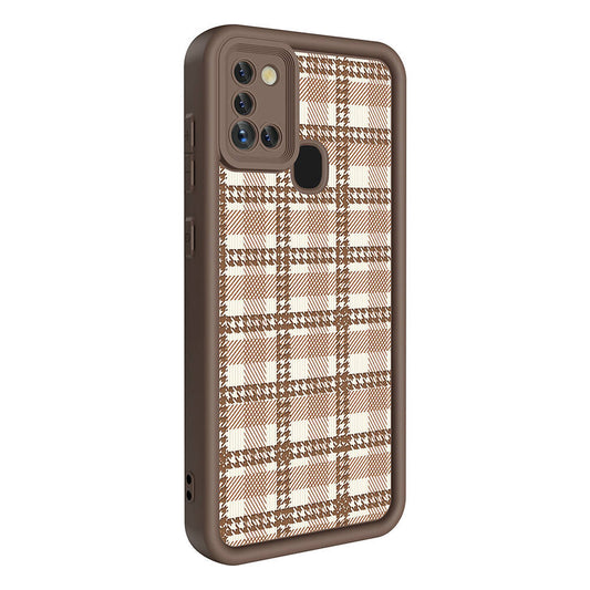 Galaxy A21S Case Camera Protection Printed Back Surface Zore Classy Cover Light Brown
