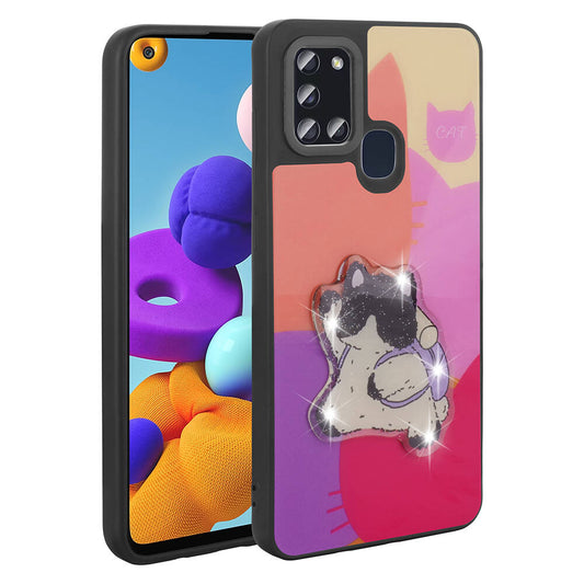 Galaxy A21S Kılıf Parlayan Kabartmalı İkonik Figürlü Zore Amas Silikon Kapak