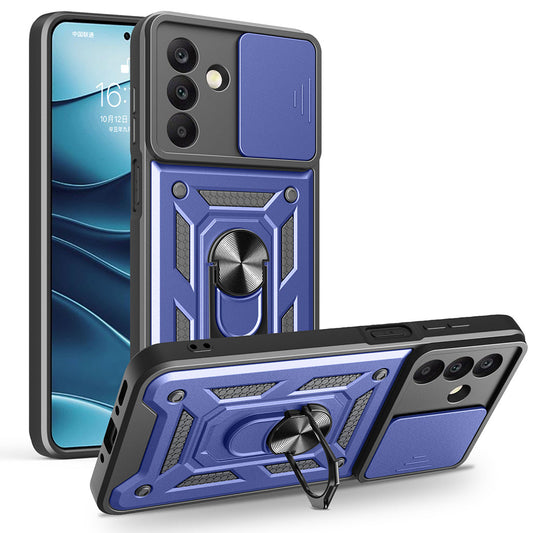 Galaxy A26 Case Magnetic Stand Camera Protection Zore Sliding Vega Cover Blue