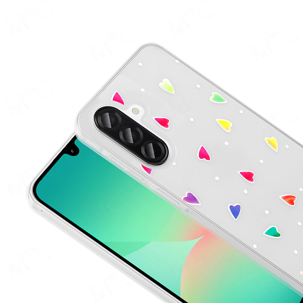 Galaxy A26 Case Transparent Figured Zore Folk Hard Cover Heart