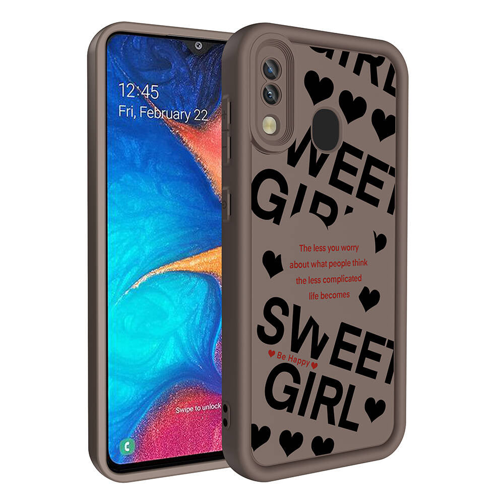 Galaxy A30 Case Camera Protection Printed Back Surface Zore Classy Cover Black