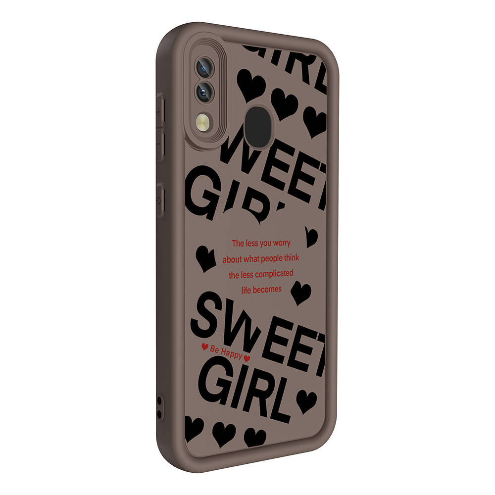 Galaxy A30 Case Camera Protection Printed Back Surface Zore Classy Cover Black