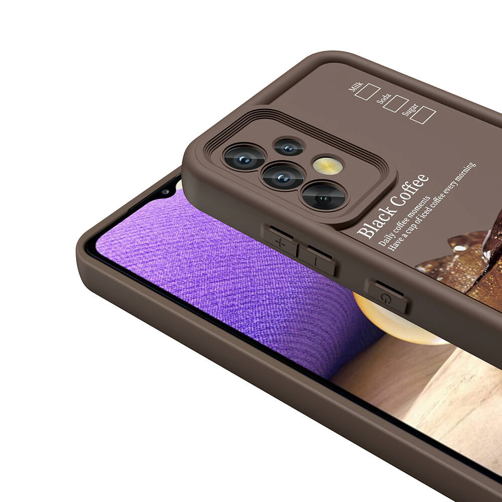 Galaxy A32 4G Case Camera Protection Printed Back Surface Zore Classy Cover Dark Brown