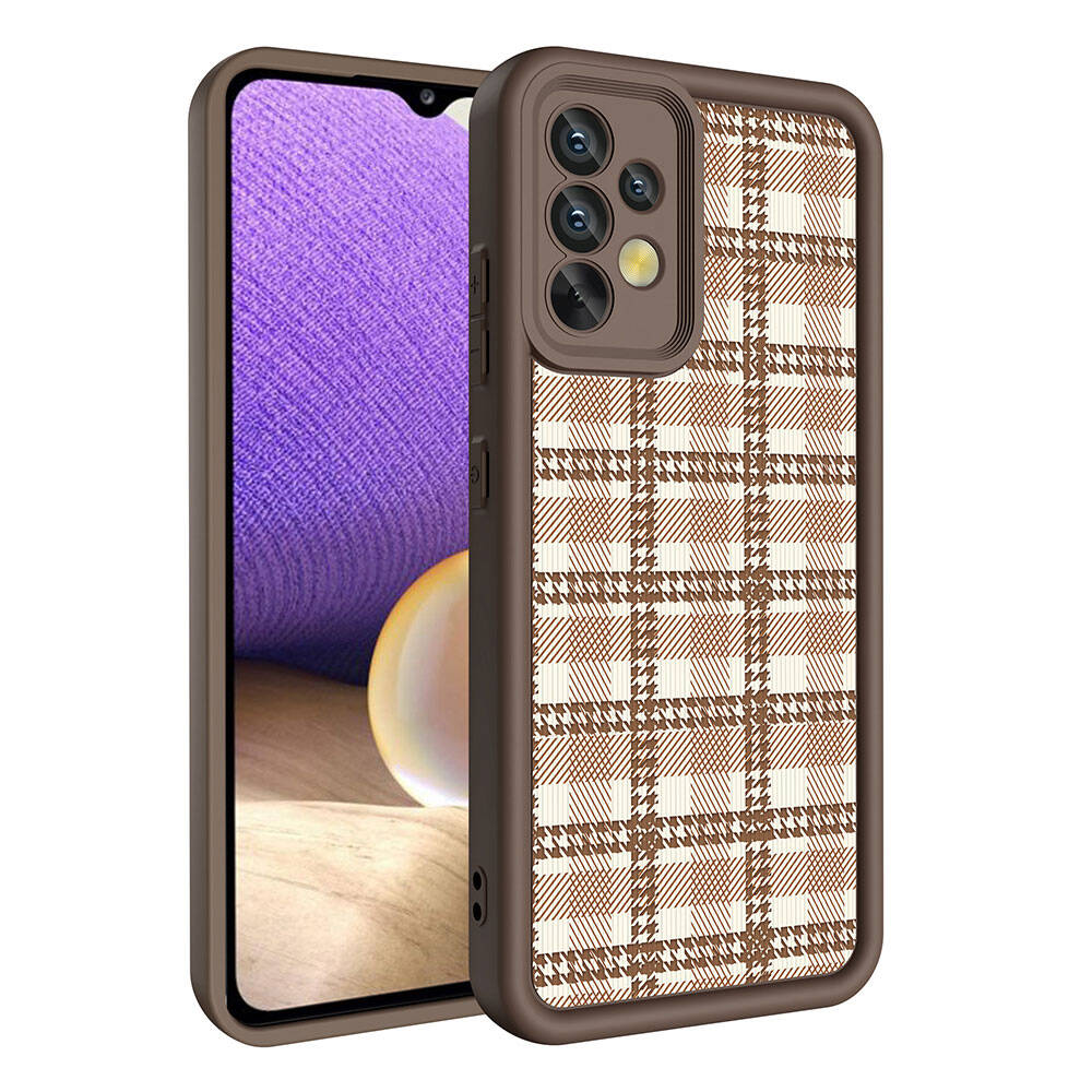 Galaxy A32 4G Case Camera Protection Printed Back Surface Zore Classy Cover White