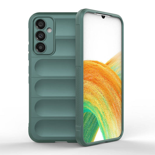 Galaxy A34 Case Flexible TPU Hollow Back Surface Design Zore Ethnic Silicone Cover Dark Green