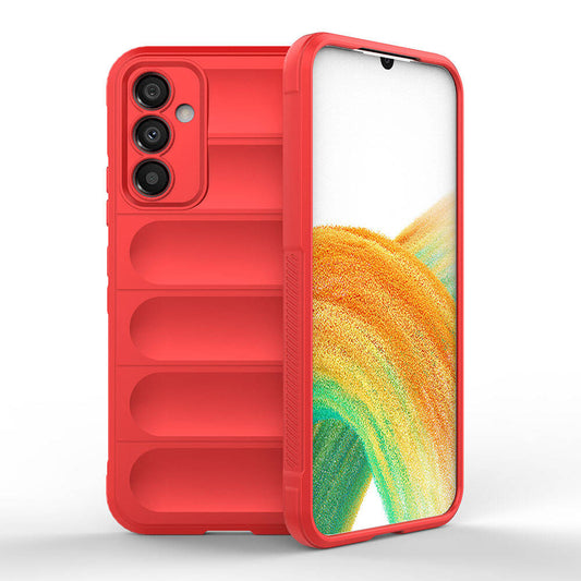 Galaxy A34 Case Flexible TPU Hollow Back Surface Design Zore Ethnic Silicone Cover Red