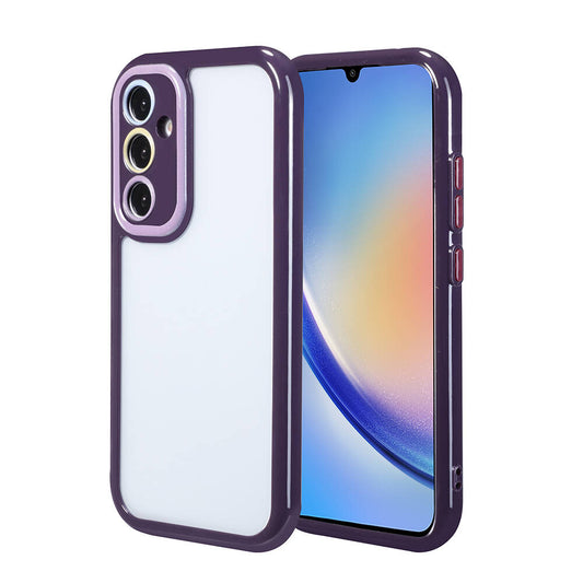Galaxy A34 Case Camera Protection Colorful Edge and Frame Design Zore Vitamin Cover Deep Purple