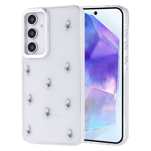 Galaxy A35 Case Airbag Design Glitter Transparent Zore Polar Cover Tulip