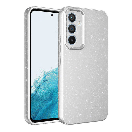 Galaxy A35 Case Camera Protection Glitter Luxury Zore Cotton Cover Silver