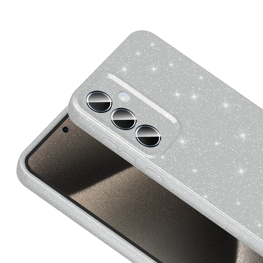 Galaxy A35 Case Camera Protection Glitter Luxury Zore Cotton Cover Silver