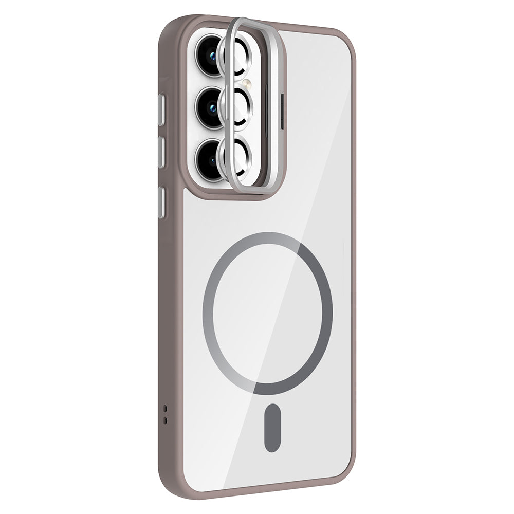 Galaxy A35 Case with Stand and Camera Lens Gift, M-Safe Charging Function, Zore Etro Cover Desert Titanium