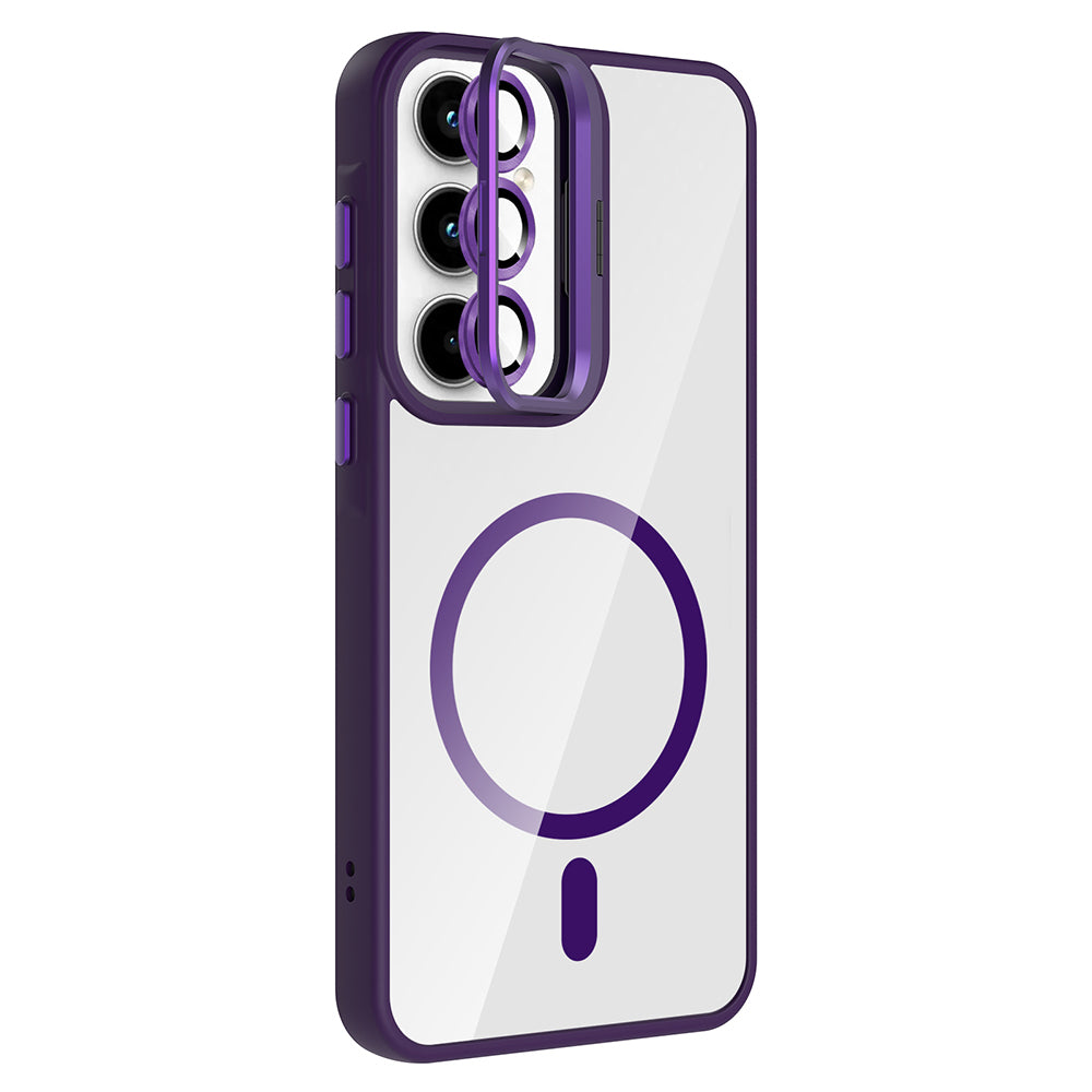 Galaxy A35 Case with Stand and Camera Lens Gift, M-Safe Charging Feature, Zore Etro Cover Gray
