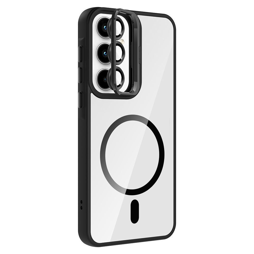 Galaxy A35 Case with Stand and Camera Lens Gift, M-Safe Charging Feature, Zore Etro Cover Gray