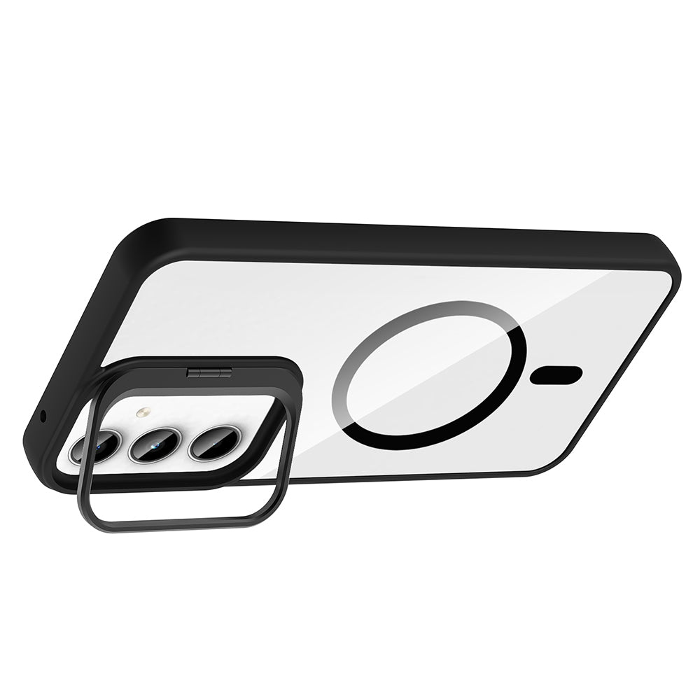 Galaxy A35 Case with Stand and Camera Lens Gift, M-Safe Charging Feature, Zore Etro Cover Gray