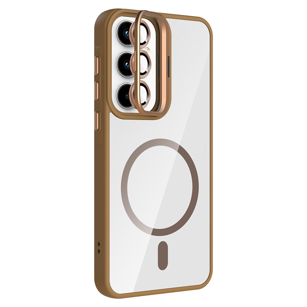 Galaxy A35 Case with Stand and Camera Lens Gift, M-Safe Charging Feature, Zore Etro Cover Navy Blue