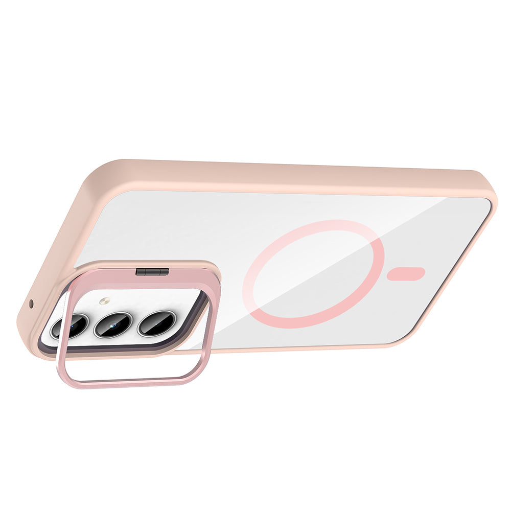 Galaxy A35 Case with Stand and Camera Lens Gift, M-Safe Charging Feature, Zore Etro Cover Gray