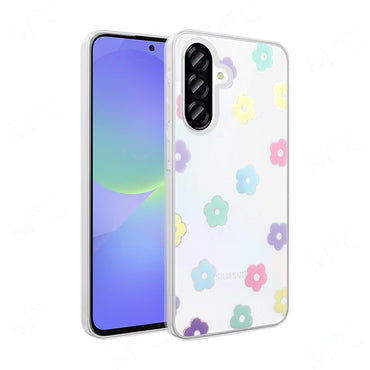 Galaxy A36 Case Transparent Figured Zore Folk Hard Cover Strawberry