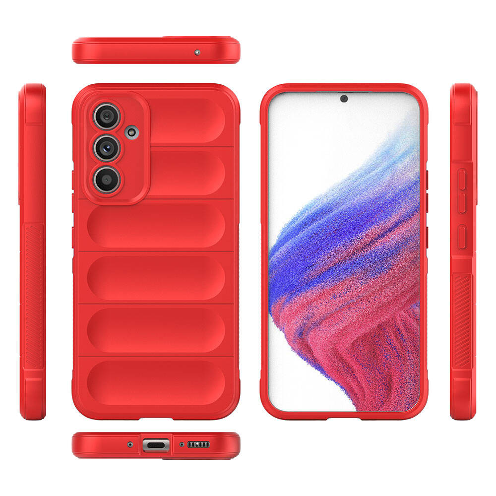 Galaxy A54 Case Flexible TPU Hollow Back Surface Design Zore Ethnic Silicone Cover Navy Blue