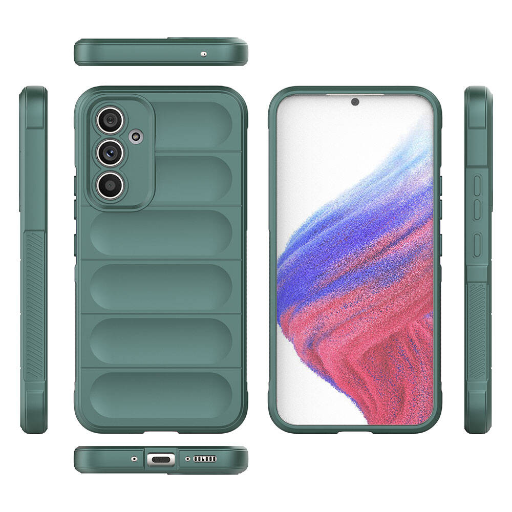 Galaxy A54 Case Flexible TPU Hollow Back Surface Design Zore Ethnic Silicone Cover Navy Blue