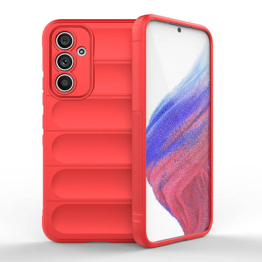 Galaxy A54 Case Flexible TPU Hollow Back Surface Design Zore Ethnic Silicone Cover Red