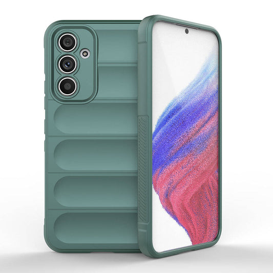 Galaxy A54 Case Flexible TPU Hollow Back Surface Design Zore Ethnic Silicone Cover Dark Green