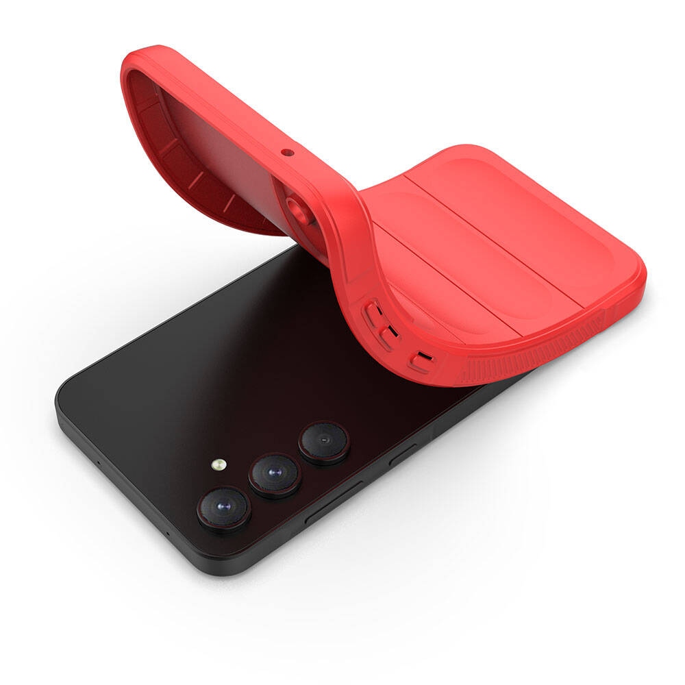Galaxy A55 Case Flexible TPU Hollow Back Surface Design Zore Ethnic Silicone Cover Red