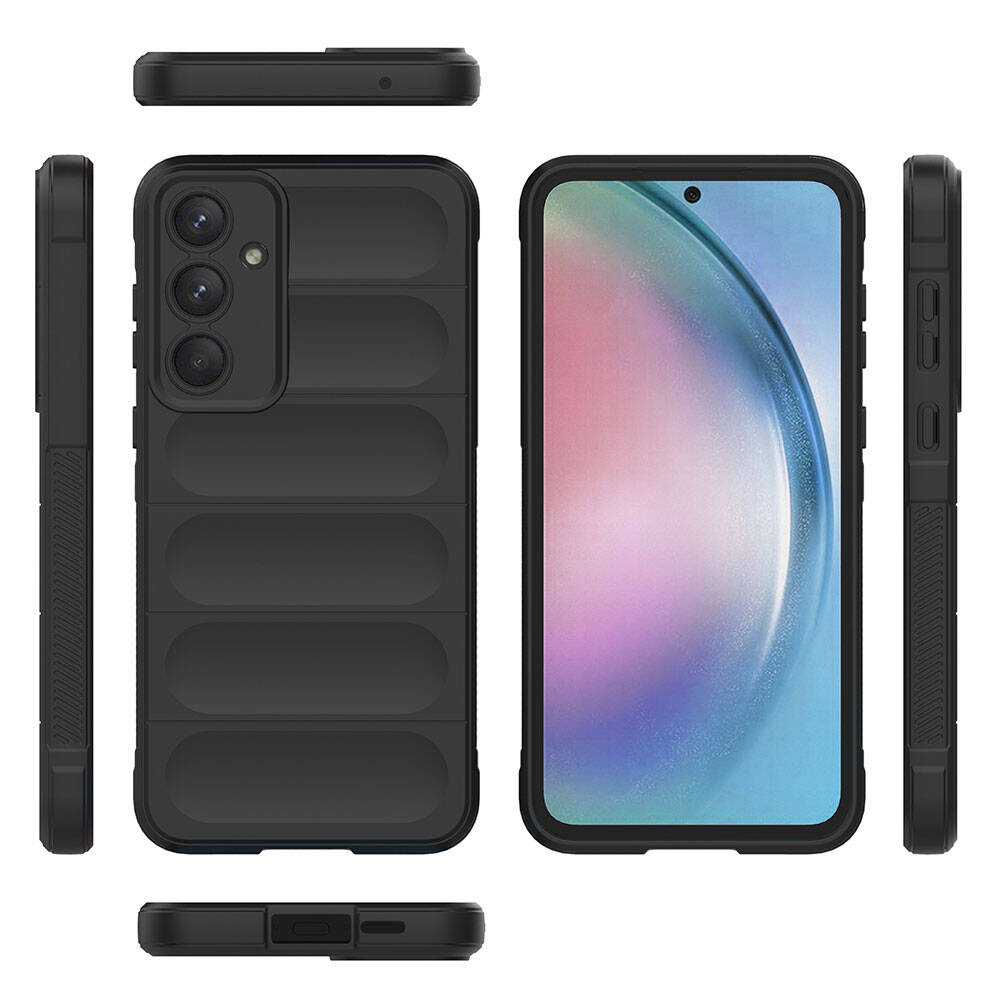 Galaxy A55 Case Flexible TPU Hollow Back Surface Design Zore Ethnic Silicone Cover Black