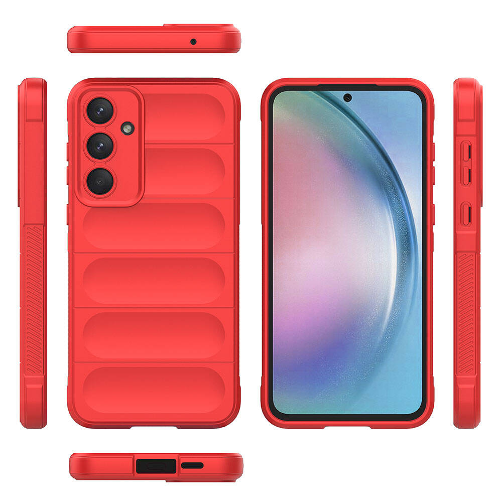 Galaxy A55 Case Flexible TPU Hollow Back Surface Design Zore Ethnic Silicone Cover Navy Blue