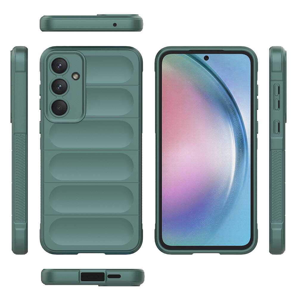 Galaxy A55 Case Flexible TPU Hollow Back Surface Design Zore Ethnic Silicone Cover Navy Blue