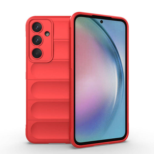Galaxy A55 Case Flexible TPU Hollow Back Surface Design Zore Ethnic Silicone Cover Red