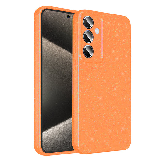 Galaxy A55 Case Camera Protection Glitter Luxury Zore Cotton Cover Orange