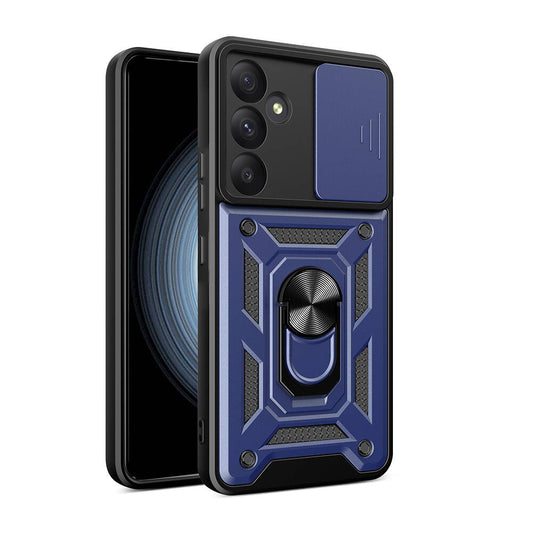 Galaxy A55 Case Magnetic Stand Camera Protection Zore Sliding Vega Cover Blue