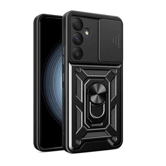 Galaxy A55 Case Magnetic Stand Camera Protection Zore Sliding Vega Cover Black