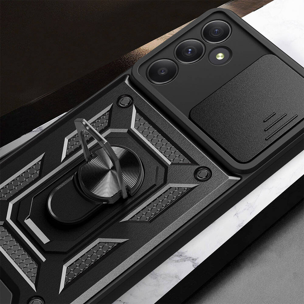 Galaxy A55 Case Magnetic Stand Camera Protection Zore Sliding Vega Cover Blue