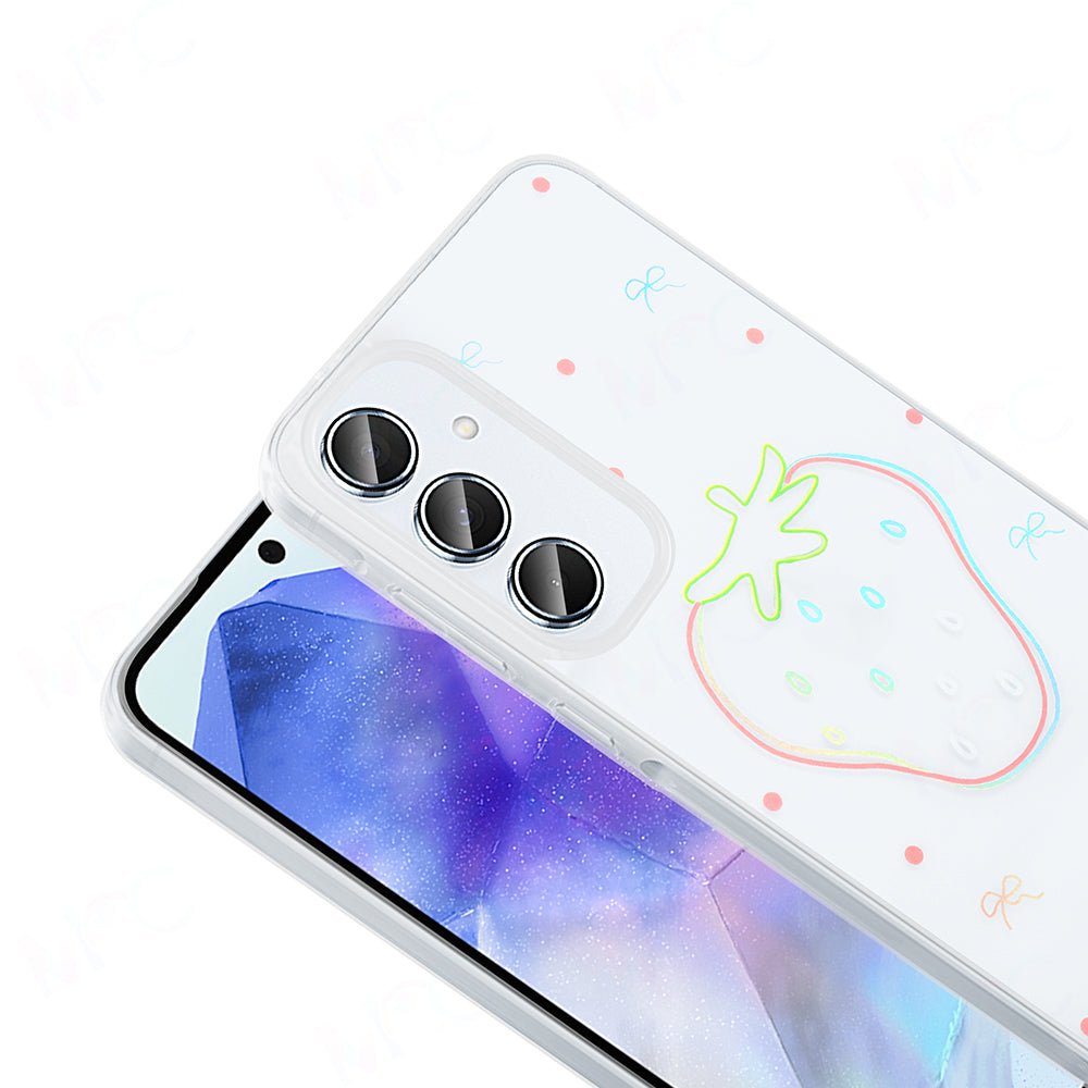 Galaxy A55 Case Transparent Figured Zore Folk Hard Cover Cute Dog