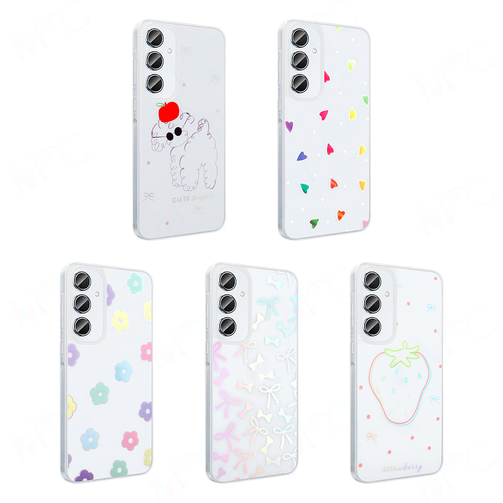 Galaxy A55 Case Transparent Figured Zore Folk Hard Cover Cute Dog