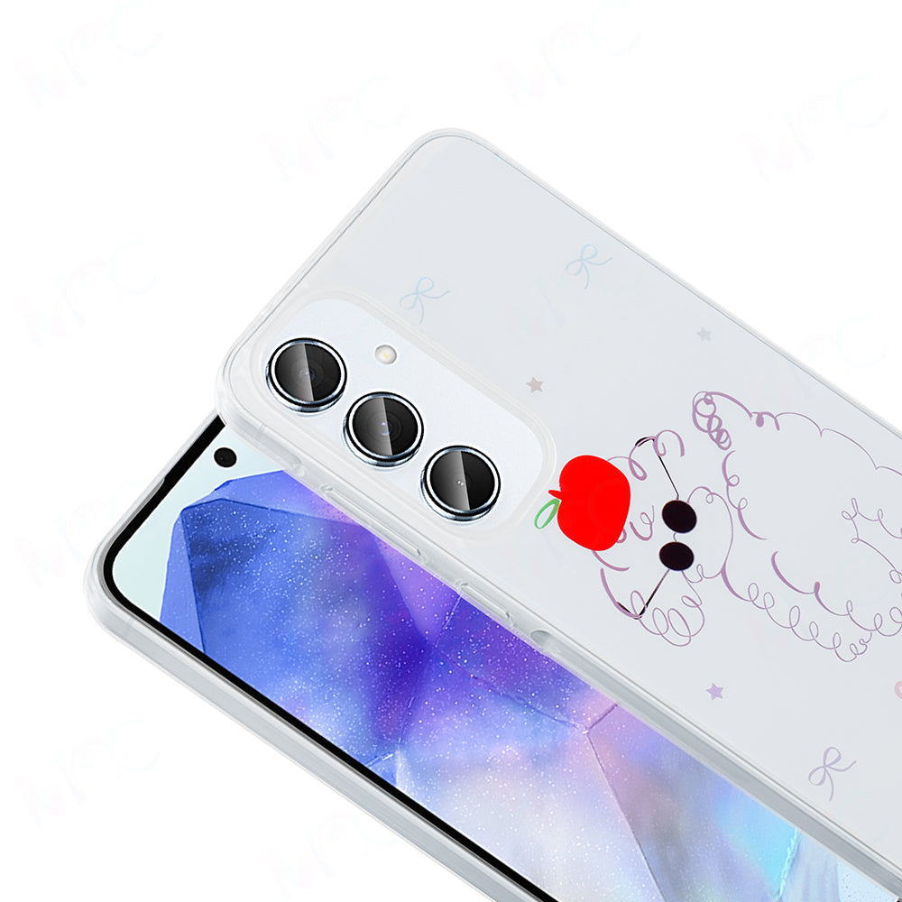 Galaxy A55 Case Transparent Figured Zore Folk Hard Cover Cute Dog