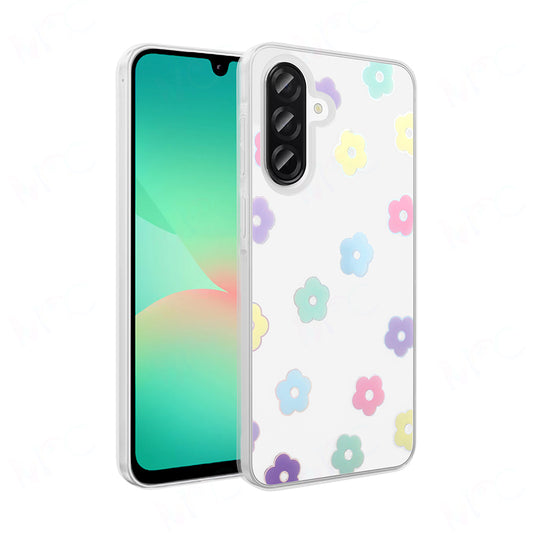 Galaxy A56 Case Transparent Figured Zore Folk Hard Cover Daisy