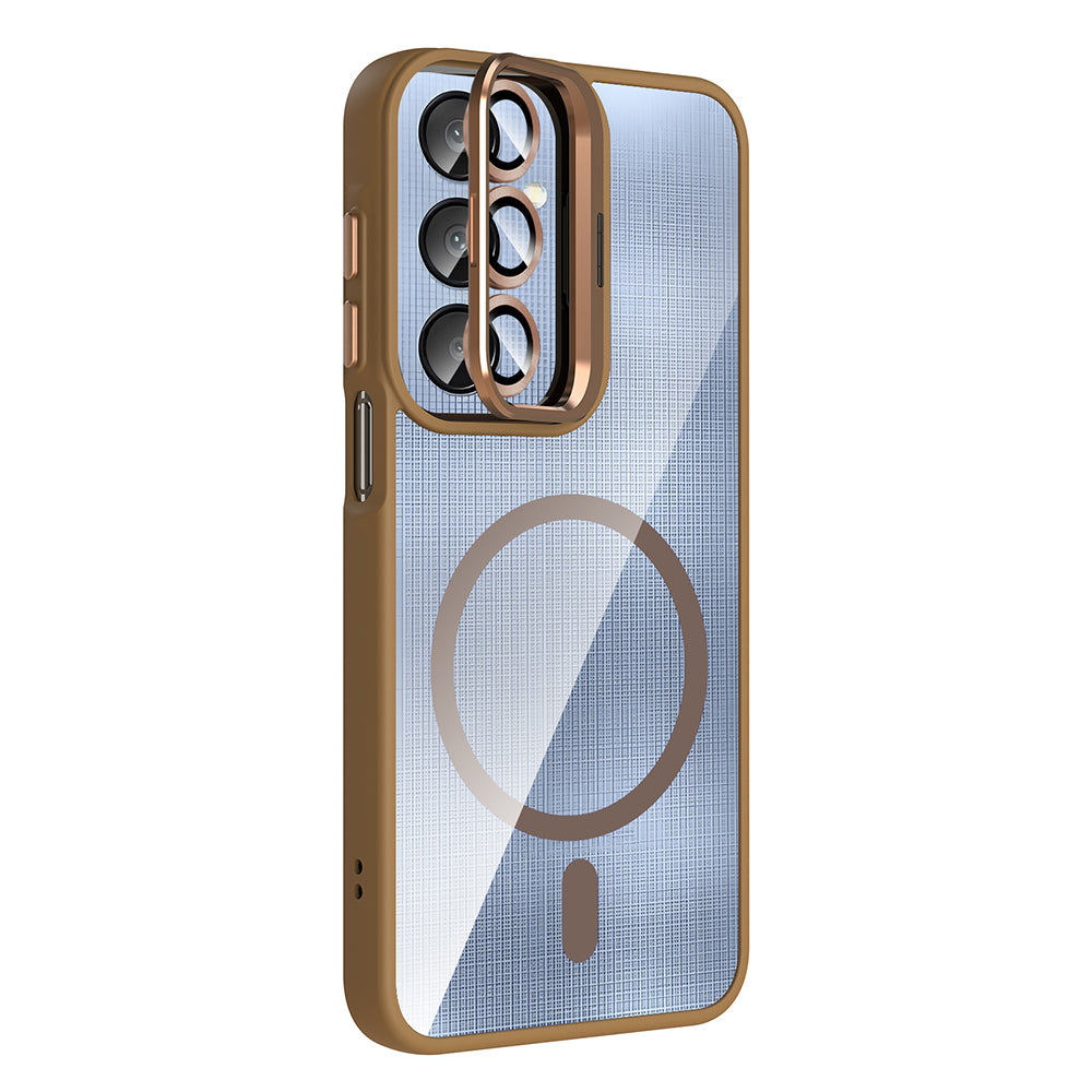 Galaxy A56 Case with Stand and Camera Lens Gift Zore Etro Cover Gray