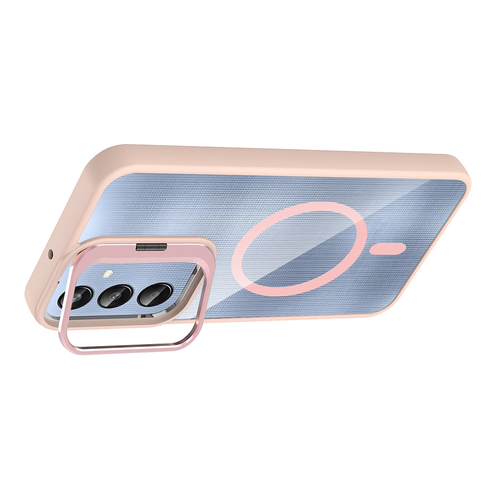 Galaxy A56 Case with Stand and Camera Lens Gift Zore Etro Cover Gray