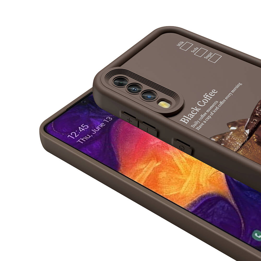 Galaxy A70 Case Camera Protection Printed Back Surface Zore Classy Cover White