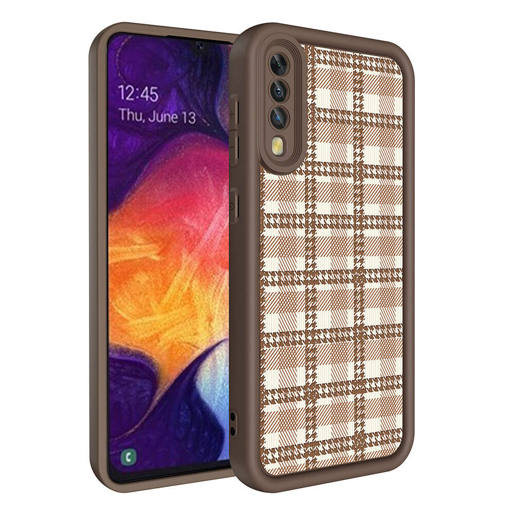 Galaxy A70 Case Camera Protection Printed Back Surface Zore Classy Cover White