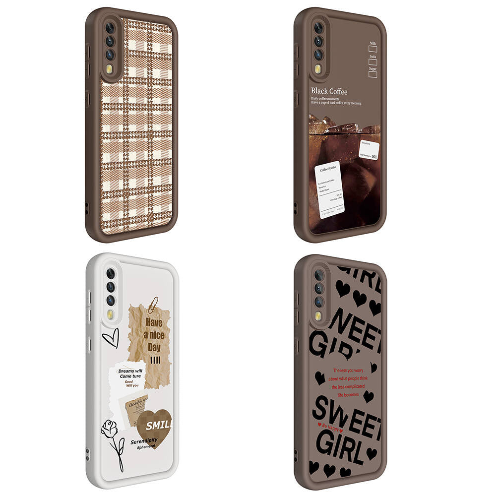 Galaxy A70 Case Camera Protection Printed Back Surface Zore Classy Cover White